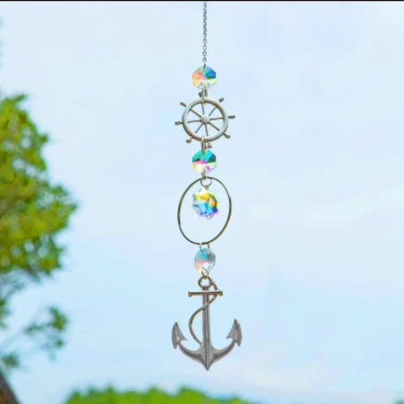 Other - Anchor & Ship Wheel Glass/Metal Suncatcher
